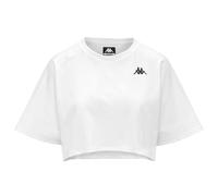 Kappa ICROPA - Maglietta Crop Top da Donna - in Cotone - Oversize con Girocollo e Maniche Corte - Design Stile Sportivo - Colore Bianco e Taglia L