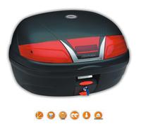 KAPPA K46N valigia MONOLOCK nera goffrata catadiottri rossi e piastra k628 46 lt
