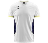 Kappa Kombat Padel Ghino Maglietta tecnica comoda ed elegante, colore bianco e blu twilight e giallo Lt, taglia 3XL