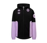 Kappa MEQUOZIP Real Valladolid | Felpa da Allenamento Che combina Comfort e Stile | Colore: Nero/Viola Trasparente/Sponsor 1 attività Sportive | 12 Anni