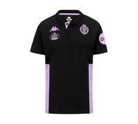 Kappa MINDITTI Real Valladolid | Polo da Allenamento Comoda e Potente | Colore: Nero/Viola Sheer/Sponsor 1 | Ideale per Ogni attività Sportiva | S