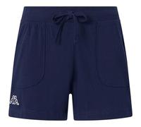 Kappa - Pantaloncini da Donna in Jersey con Tasche Applicate, Regular Fit e Logo Omini Ricamato a Contrasto, Colore Blu, Taglia M