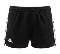 Kappa - Pantaloncini da Donna in Tricot Garzato con Banda Laterale Logo Omini e vestibilità Regular Fit, Nero e Bianco, Taglia M