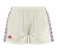 Kappa - Pantaloncini da Donna in Tricot Garzato con Banda Laterale Logo Omini e vestibilità Regular Fit, Bianco e Rosso, Taglia XS