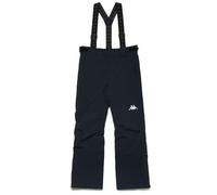 Kappa - Pantaloni Unisex Imbottiti Elasticizzati con Tecnologia Water Protection e Clima Protection, Bretelle Staccabili, Zip Fondo Gamba, Regular Fit, Colore Blue Dk-Black, Taglia YS