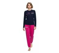 Kappa Pigiama Donna Cotone Lungo - Pigiama Donna Cotone Leggero Estivo Manica Lunga (IT, Testo, L, Regular, Regular, 26201 Navy)