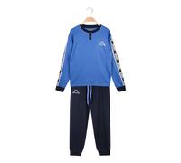 Kappa Pigiama lungo da ragazzo in cotone interlock con logo - blu