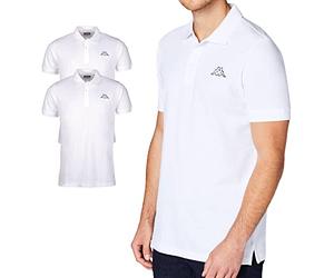 Kappa - Polo da uomo “VENIST” in confezione da 2 pezzi, M - 5XL, con logo stampato, a maniche corte, per sport, tempo libero e ufficio, bianco, XL