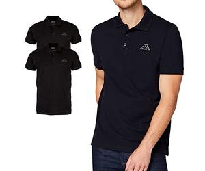 Kappa - Polo da uomo “VENIST” in confezione da 2 pezzi, M - 5XL, con logo stampato, a maniche corte, per sport, tempo libero e ufficio, Nero , XXL