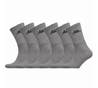 Kappa - Set di 6 paia di calzini da uomo bianchi, grigi, neri, in cotone - Calzini sportivi da uomo Tennis/Running/Cammina/Calcio/Basket/Multisport, Grigio, grigio