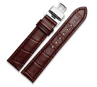 KAPPDE Cinturino in vera pelle con chiusura a farfalla, cinturino a coccodrillo da uomo, taglie 12, 13, 14, 15, 16, 17, 18, 19, 20, 21, 22, 23, 24 mm, 14 mm, Agata