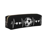 KAPPTYY Astuccio in pelle con cerniera, con stampa I Love Soccer per ragazzi e ragazze, forniture per il rientro a scuola, Oro, Taglia unica, Astuccio per trucchi