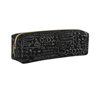 KAPPTYY Astuccio in pelle con cerniera e illustrazione astratta di scienza chimica con stampa 3D, per ragazzi e ragazze, forniture per il rientro a scuola, Oro, Taglia unica, Astuccio per trucchi
