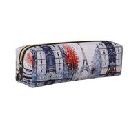 KAPPTYY Astuccio in pelle con stampa artistica con albero della città di Parigi, Torre Eiffel, con cerniera, grazioso astuccio per penne per ragazzi e ragazze, forniture per il rientro a scuola, Oro