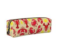 KAPPTYY Astuccio in pelle con stampa di aragoste e granchi, con cerniera, grazioso astuccio per penne per ragazzi e ragazze, forniture per il rientro a scuola, Oro, Taglia unica, Astuccio per trucchi