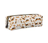 KAPPTYY Astuccio in pelle con stampa di cane Beagle, con cerniera, grazioso astuccio per penne per ragazzi e ragazze, forniture per il rientro a scuola, Oro, Taglia unica, Astuccio per trucchi