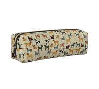 KAPPTYY Astuccio in pelle con stampa di cani di segugio con cerniera, grazioso astuccio per penne per ragazzi e ragazze, forniture per il rientro a scuola, Oro, Taglia unica, Astuccio per trucchi