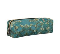 KAPPTYY Astuccio in pelle con stampa di fiori di mandorlo con cerniera, grazioso astuccio per penne per ragazzi e ragazze, forniture per il rientro a scuola, Oro, Taglia unica, Astuccio per trucchi