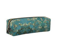 KAPPTYY Astuccio in pelle con stampa di fiori di mandorlo con cerniera, grazioso astuccio per penne per ragazzi e ragazze, forniture per il rientro a scuola, Oro, Taglia unica, Astuccio per trucchi