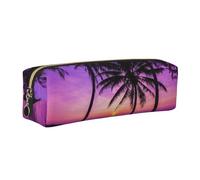 KAPPTYY Astuccio in pelle con stampa di palme al tramonto, con cerniera, grazioso astuccio per penne per ragazzi e ragazze, forniture per il rientro a scuola, Oro, Taglia unica, Astuccio per trucchi