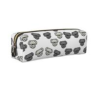 KAPPTYY Astuccio in pelle con stampa di testa di bulldog americano, con cerniera, grazioso astuccio per penne per ragazzi e ragazze, forniture per il rientro a scuola, Oro, Taglia unica, Astuccio per