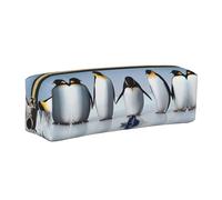 KAPPTYY Astuccio in pelle con stampa pinguino, con cerniera, grazioso astuccio per penne per ragazzi e ragazze, forniture per il rientro a scuola, Oro, Taglia unica, Astuccio per trucchi