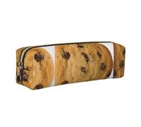 KAPPTYY Astuccio in pelle per la scuola con stampa di biscotti al cioccolato, con cerniera, grazioso astuccio per penne per ragazzi e ragazze, forniture per il rientro a scuola, Oro, Taglia unica