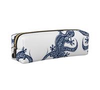 KAPPTYY Astuccio in pelle per la scuola con stampa di geco illustrazione, con cerniera, grazioso astuccio per penne per ragazzi e ragazze, forniture per il rientro a scuola, Oro, Taglia unica