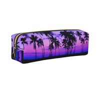 KAPPTYY Astuccio per la scuola in pelle con stampa di palme viola tramonto con cerniera, grazioso astuccio per penne per ragazzi e ragazze, forniture per il rientro a scuola, Oro, Taglia unica