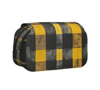 KAPPTYY Astuccio per matite con stampa a quadretti, colore giallo, grigio, nero, per matite, pratico contenitore per penne o pennarelli ad acquerello, Nero , Taglia unica, Organizer per borse