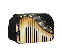 KAPPTYY Astuccio per matite con stampa di note musicali, pratica scatola portaoggetti per penne o pennarelli ad acquerello, Nero , Taglia unica, Organizer per borse