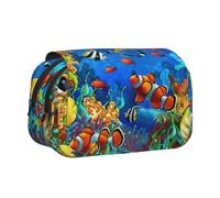 KAPPTYY Astuccio per matite con stampa di pesci tropicali oceanici, coralli e mondo sottomarino, pratica scatola portaoggetti per penne o pennarelli ad acquerello, Nero , Taglia unica, Organizer per