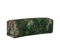 KAPPTYY Astuccio scolastico in pelle con stampa serpente verde con cerniera, grazioso astuccio per penne per ragazzi e ragazze, forniture per il rientro a scuola, Oro, Taglia unica, Astuccio per