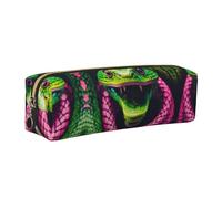 KAPPTYY Astuccio scolastico in pelle con stampa serpente verde con cerniera, grazioso astuccio per penne per ragazzi e ragazze, forniture per il rientro a scuola, Oro, Taglia unica, Astuccio per