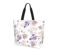 KAPPTYY Bella borsa a tracolla stampata con foglie d'uva per le donne grande borsa riutilizzabile tote bag borsa alla moda per viaggi shopping