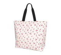 KAPPTYY Bella dolce ciliegia rossa stampata borsa a tracolla per le donne grande riutilizzabile Tote Bag Trendy borsa per viaggi shopping