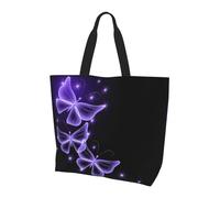 KAPPTYY Bella farfalla viola stampata borsa a tracolla per le donne grande riutilizzabile Tote Bag Trendy borsa per viaggi shopping