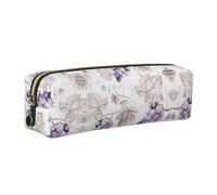 KAPPTYY Bellissimo astuccio in pelle con stampa di foglie d'uva con cerniera, grazioso astuccio per penne per ragazzi e ragazze, forniture per il rientro a scuola, Oro, Taglia unica, Astuccio per