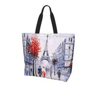 KAPPTYY Borsa a tracolla con stampa artistica con albero della città di Parigi Torre Eiffel per le donne grande borsa riutilizzabile borsa alla moda per viaggi shopping