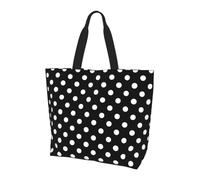 KAPPTYY Borsa a tracolla stampata a pois bianchi e neri per le donne grande borsa riutilizzabile Tote Bag Borsa alla moda per lo shopping di viaggio