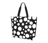 KAPPTYY Borsa a tracolla stampata a pois bianchi e neri per le donne grande borsa riutilizzabile Tote Bag Borsa alla moda per lo shopping di viaggio