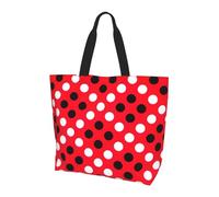 KAPPTYY Borsa a tracolla stampata a pois bianchi rossi per le donne grande borsa riutilizzabile tote bag borsa alla moda per viaggi shopping