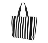 KAPPTYY Borsa a tracolla stampata a righe bianche e nere per le donne grande borsa riutilizzabile Tote Bag Borsa alla moda per lo shopping di viaggio