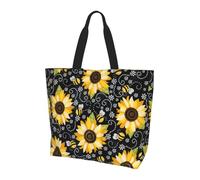 KAPPTYY Borsa a tracolla stampata con api girasole per le donne grande borsa riutilizzabile tote bag borsa alla moda per viaggi shopping