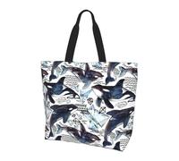 KAPPTYY Borsa a tracolla stampata con balena assassina per le donne grande borsa riutilizzabile borsa alla moda per viaggi shopping