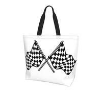 KAPPTYY Borsa a tracolla stampata con bandiera da gara a scacchi per le donne grande borsa riutilizzabile tote bag borsa alla moda per viaggi shopping
