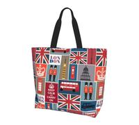 KAPPTYY Borsa a tracolla stampata con simboli dell'Inghilterra per le donne grande borsa riutilizzabile tote bag borsa alla moda per viaggi shopping