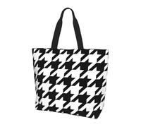 KAPPTYY Borsa a tracolla stampata nera pied de poule per le donne grande borsa riutilizzabile Tote Bag Borsa alla moda per lo shopping di viaggio