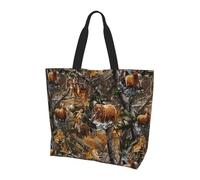 KAPPTYY Caccia Cervo Orso Cervo Stampato Borsa A Tracolla Per Le Donne Grande Riutilizzabile Tote Bag Borsa Alla Moda Per Viaggi Shopping