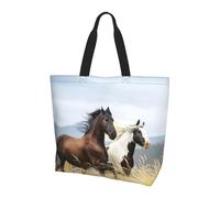 KAPPTYY Cavalli che corrono arte stampata borsa a tracolla per le donne grande borsa riutilizzabile Tote bag borsa alla moda per viaggi shopping